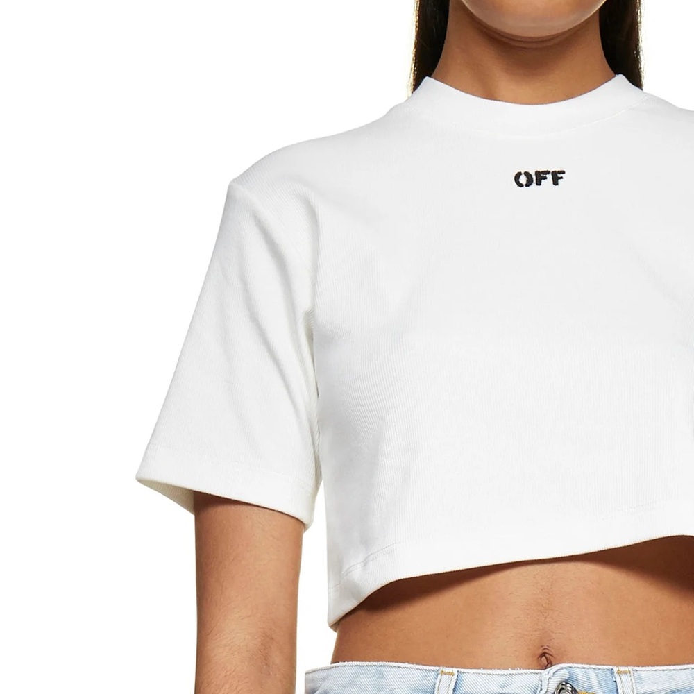 Off-White Logo Detailed Cropped T-Shirt -Size Small